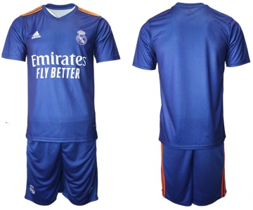 Men 2021-2022 Club Real Madrid away blue blank Adidas Soccer Jersey