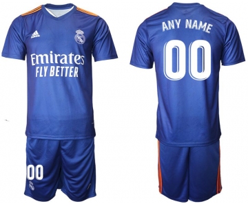 Men 2021-2022 Club Real Madrid away blue customized Adidas Soccer Jersey