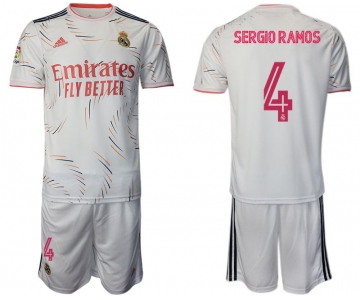 Men 2021-2022 Club Real Madrid home white 4 Adidas Soccer Jersey