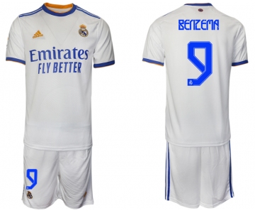 Men 2021-2022 Club Real Madrid home white 9 Soccer Jerseys