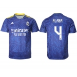 Men's Real Madrid #4 David Alaba 2021-22 Blue Away Soccer Jersey