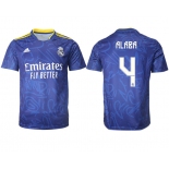Men's Real Madrid #4 David Alaba 2021-22 Blue Away Soccer Jersey
