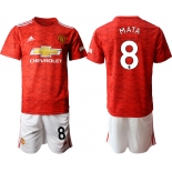 Men 2020-2021 club Manchester United home 8 red Soccer Jerseys