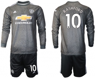 Men 2020-2021 club Manchester united away long sleeve 10 black Soccer Jerseys