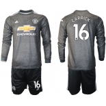 Men 2020-2021 club Manchester united away long sleeve 16 black Soccer Jerseys