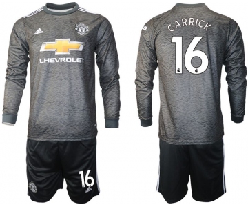 Men 2020-2021 club Manchester united away long sleeve 16 black Soccer Jerseys