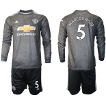 Men 2020-2021 club Manchester united away long sleeve 5 black Soccer Jerseys