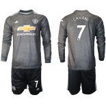 Men 2020-2021 club Manchester united away long sleeve 7 black Soccer Jerseys