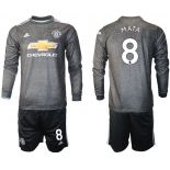Men 2020-2021 club Manchester united away long sleeve 8 black Soccer Jerseys