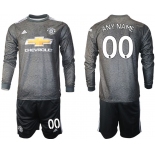 Men 2020-2021 club Manchester united away long sleeve customized black Soccer Jerseys