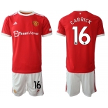 Men 2021-2022 Club Manchester United home red 16 Adidas Soccer Jersey