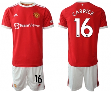 Men 2021-2022 Club Manchester United home red 16 Adidas Soccer Jersey