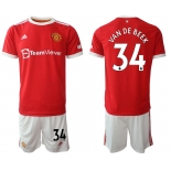 Men 2021-2022 Club Manchester United home red 34 Adidas Soccer Jersey
