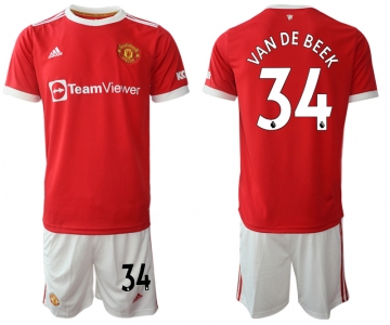 Men 2021-2022 Club Manchester United home red 34 Adidas Soccer Jersey