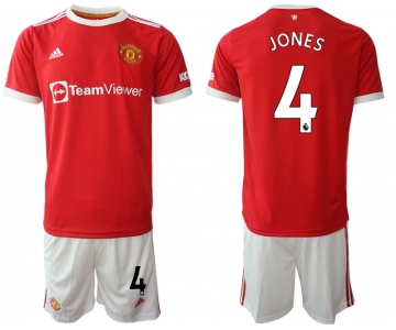 Men 2021-2022 Club Manchester United home red 4 Adidas Soccer Jersey