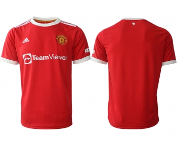 Men 2021-2022 Club Manchester United home red aaa version blank Adidas Soccer Jersey