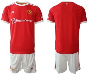 Men 2021-2022 Club Manchester United home red blank Adidas Soccer Jersey