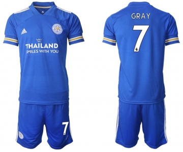 Men 2020-2021 club Leicester City home 7 blue Soccer Jerseys