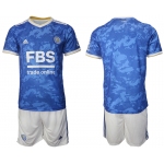 Men 2021-2022 Club Leicester City home blue blank Adidas Soccer Jersey