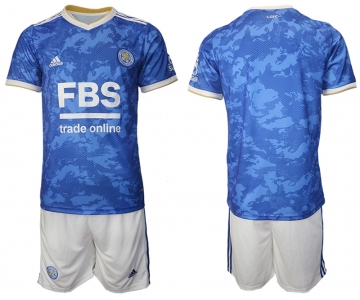 Men 2021-2022 Club Leicester City home blue blank Adidas Soccer Jersey