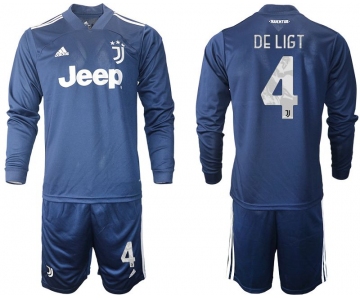 Men 2020-2021 club Juventus away long sleeves 4 blue Soccer Jerseys
