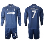 Men 2020-2021 club Juventus away long sleeves 7 blue Soccer Jerseys