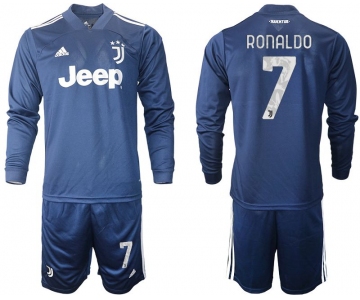 Men 2020-2021 club Juventus away long sleeves 7 blue Soccer Jerseys