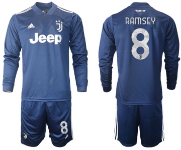 Men 2020-2021 club Juventus away long sleeves 8 blue Soccer Jerseys