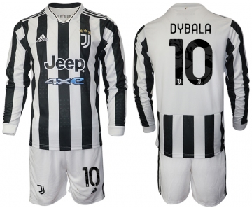 Men 2021-2022 Club Juventus home white Long Sleeve 10 Adidas Soccer Jerseys