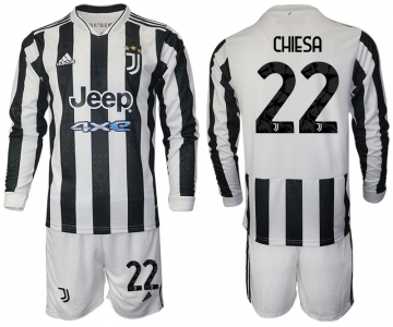 Men 2021-2022 Club Juventus home white Long Sleeve 22 Adidas Soccer Jersey