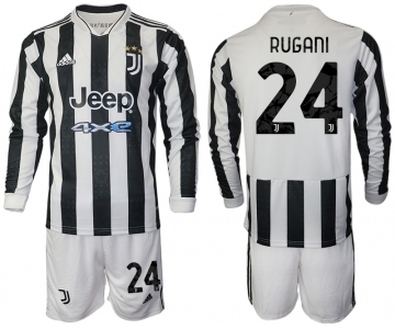 Men 2021-2022 Club Juventus home white Long Sleeve 24 Adidas Soccer Jersey