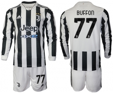Men 2021-2022 Club Juventus home white Long Sleeve 77 Adidas Soccer Jersey