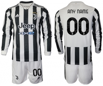 Men 2021-2022 Club Juventus home white Long Sleeve customized Adidas Soccer Jersey