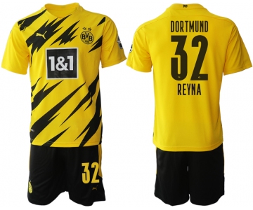 Men 2020-2021 club Borussia Dortmund home 32 yellow Soccer Jerseys