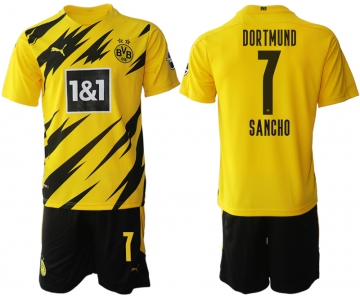 Men 2020-2021 club Borussia Dortmund home 7 yellow Soccer Jerseys