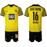 Men 2021-2022 Club Borussia Dortmund home 16 yellow Soccer Jersey