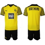Men 2021-2022 Club Borussia Dortmund home balnk yellow Soccer Jersey