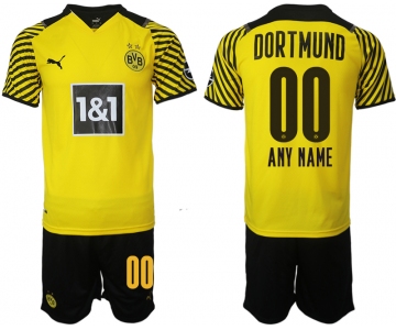 Men 2021-2022 Club Borussia Dortmund home customized yellow Soccer Jersey