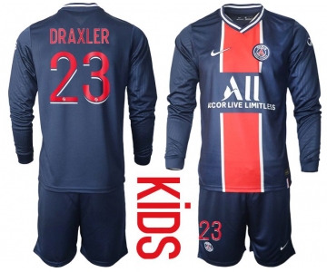 Youth 2020-2021 club Paris St German home long sleeve 23 blue Soccer Jerseys