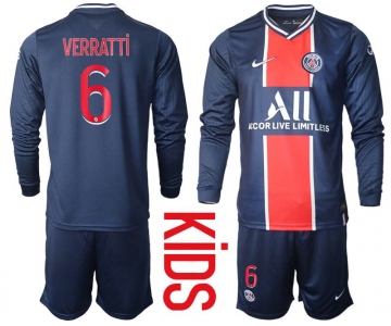 Youth 2020-2021 club Paris St German home long sleeve 6 blue Soccer Jerseys