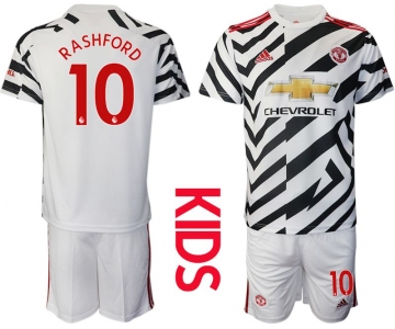 Youth 2020-2021 club Manchester united away 10 white Soccer Jerseys