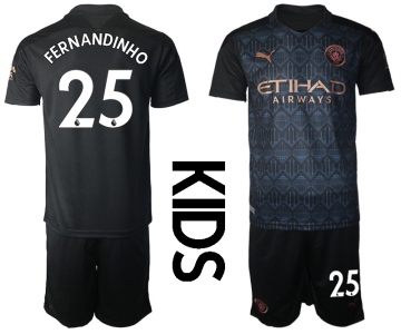 Youth 2020-2021 club Manchester City away black 25 Soccer Jerseys