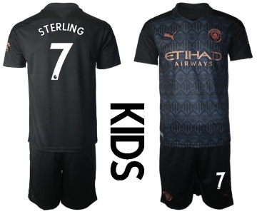 Youth 2020-2021 club Manchester City away black 7 Soccer Jerseys