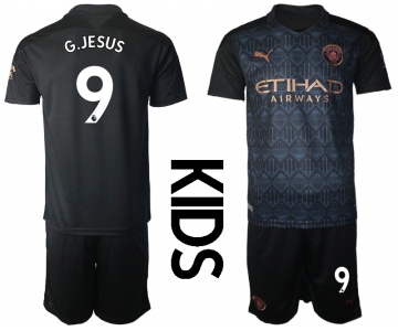Youth 2020-2021 club Manchester City away black 9 Soccer Jerseys