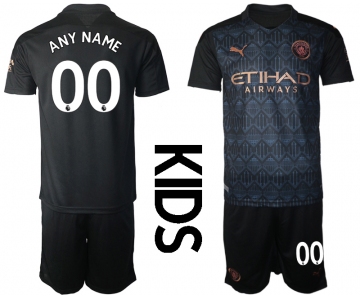 Youth 2020-2021 club Manchester City away customized black Soccer Jerseys