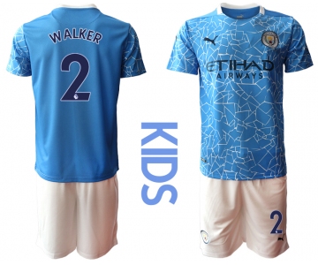 Youth 2020-2021 club Manchester City home blue 2 Soccer Jerseys