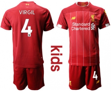 2019-20 Liverpool 4 VIRGIL Youth Home Soccer Jersey