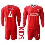 2021 Liverpool home long sleeves Youth 4 soccer jerseys