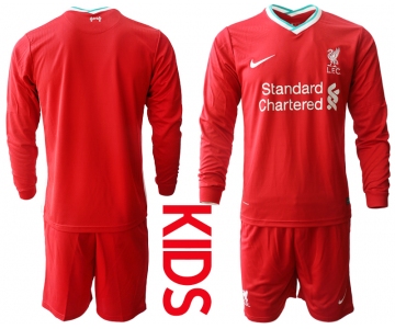 2021 Liverpool home long sleeves Youth soccer jerseys