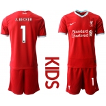 Youth 2020-2021 club Liverpool home 1 red Soccer Jerseys